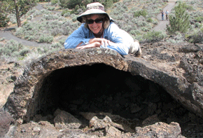 photo of Cathy on lava tube